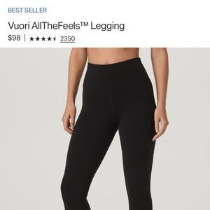 Vuori Women's AllTheFeels Black Leggings